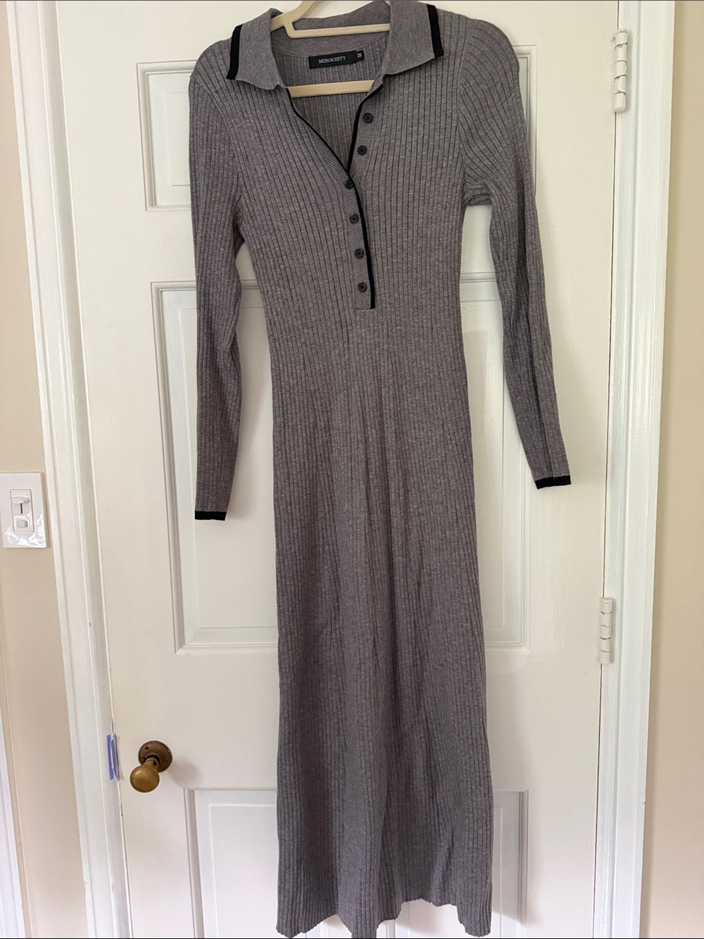 Ribbed grey polo dress